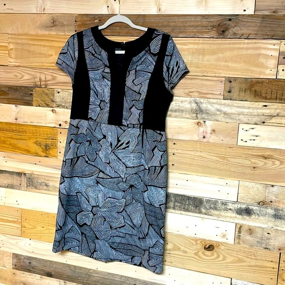 Covington size large black and white cap sleeve pencil dress polyester/spandex - Picture 1 of 7